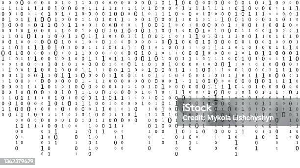 Technology Vector Binary Code Random Falling Digits On Screen Hacked ...