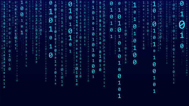 Technology vector binary code. Random falling digits on screen. Hacked software. Matrix sciense background. Big data analytics. Technology binary code. Random falling blue digits on screen. Hacked software. Matrix sciense background. Big data analytics. zero stock illustrations