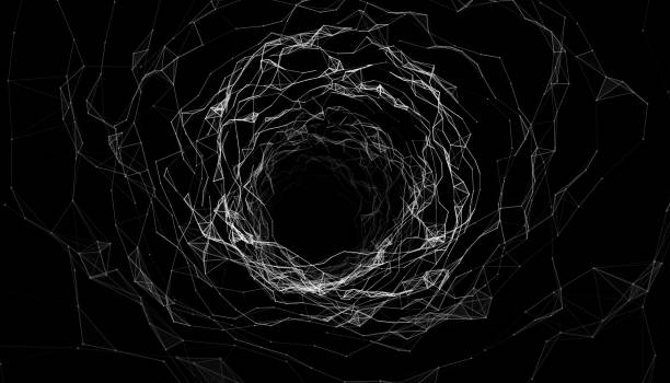 istock Abstract wireframe tunnel. Vector wormhole. 3D portal grid. Futuristic fantasy funnel. 1362381944