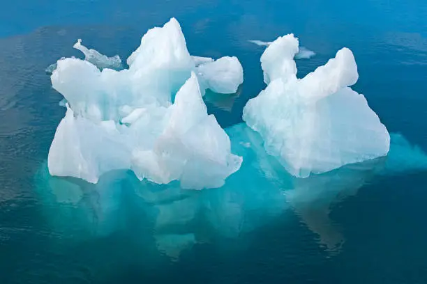 Small icebergs off Qaqortoq, island of Greenland, southwest
