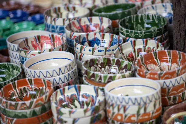 Hand made ceramic pottery. Hand painted pottery. Traditional pottery fair. Cucuteni ceramic pottery. Hand painted ceramics. Romanian ceramic market