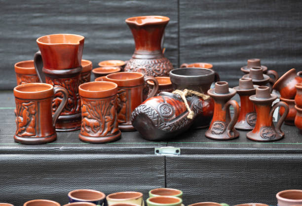 istock Hand made ceramic pottery. Hand painted pottery. Traditional pottery fair. Cucuteni ceramic pottery. Hand painted ceramics. Romanian ceramic market 1362383294