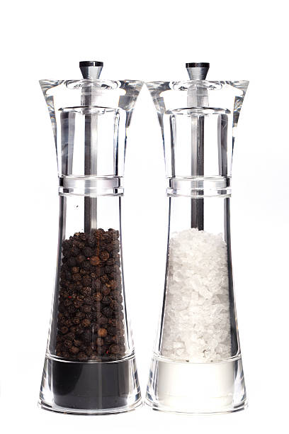 Glass salt and pepper stock photo