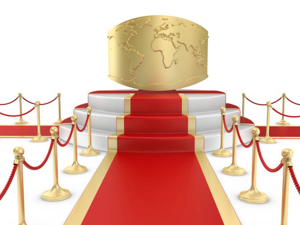 istock Red Carpet on the Stairs and World 1362387247
