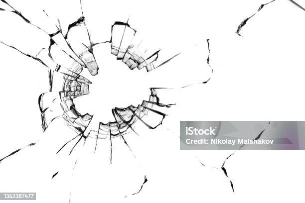 Texture Of Broken Glass On White Crack Effect For Design Stock Photo - Download Image Now