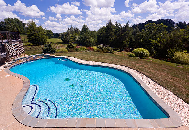 istock Backyard swimming pool and patio 136239180