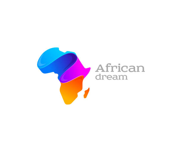 ilustrações, clipart, desenhos animados e ícones de design colorido do continente africano. design de vetor de mapas de viagem da áfrica criativa. fronteira abstrata e vibrante africana - map south africa cartography africa