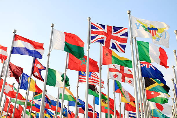 istock Large collection of flags with the British flag at the front 136240086