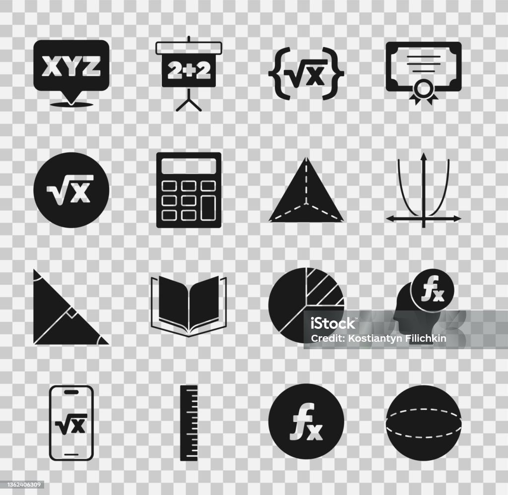 Xy Math Graph Icon Set Geometric Figure Sphere Function Mathematical Symbol Graph Schedule ...