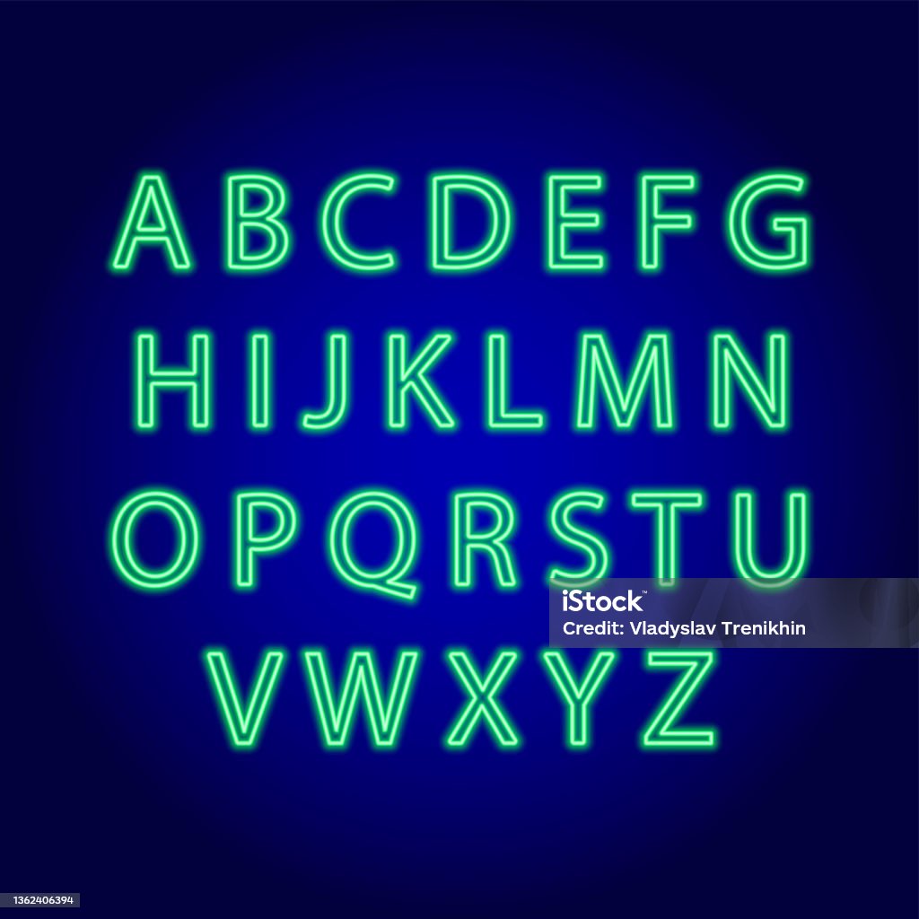 Block Letters Neon Background Neon Letters Alphabet On A Dark Background Vector Stock Illustration ...