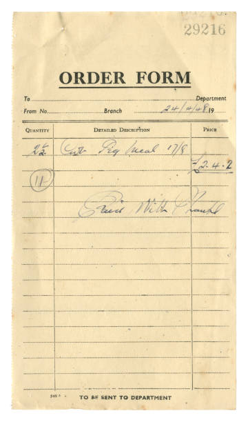 Receipt for pig food, 1948 stock photo