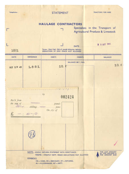 istock Receipted bill for agricultural transport, 1949 1362414874