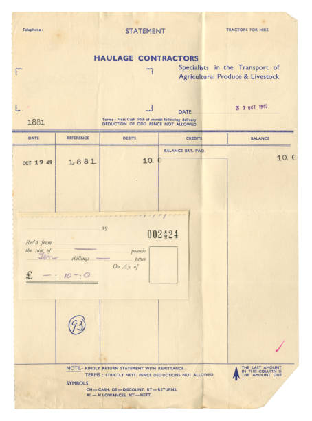 Receipted bill for agricultural transport, 1949 stock photo