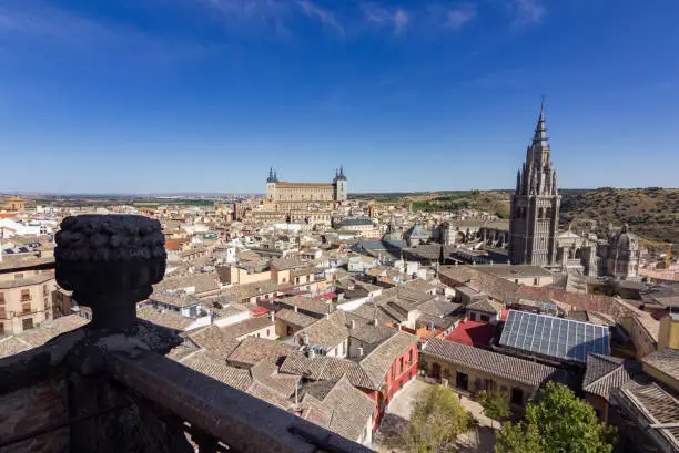 View from the tower of ildefonso church in Toledo (Spain)