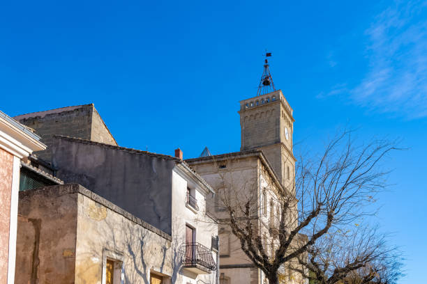 Saint-Quentin-la-Poterie in France, the Tour de l’Horloge in the center of the village