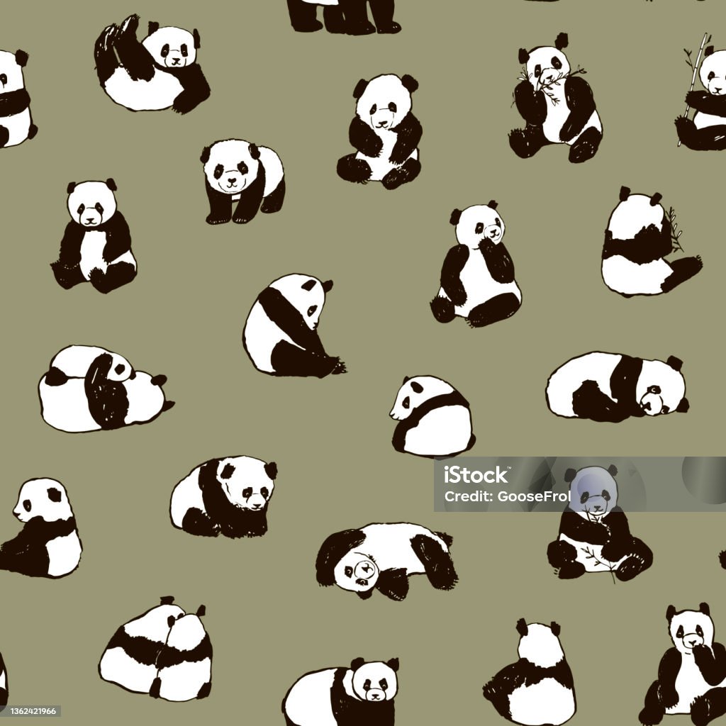 Panda Animal Vector Seamless Pattern Stock Illustration - Download ...