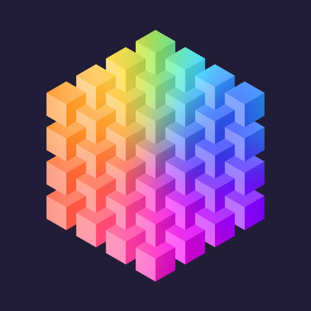 криптовалюта блокчейн куб блок символ дизайн - cube puzzle three dimensional shape block stock illustrations