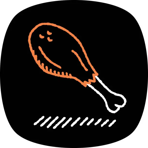 Vector illustration of Chicken Leg Doodle 3