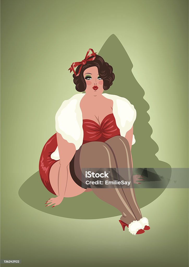 BBW クリスマスの Pin -Up - クリスマスのロイヤリティフリーベクトルアート