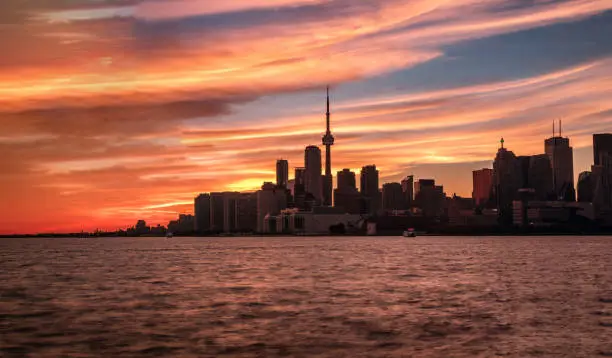 Photo of Panoramic view of the largest Canadian city, Toronto from the waterfront, Canada