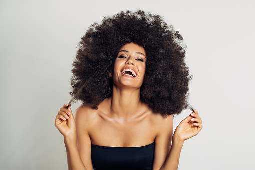 Beautiful woman with afro hairstyle