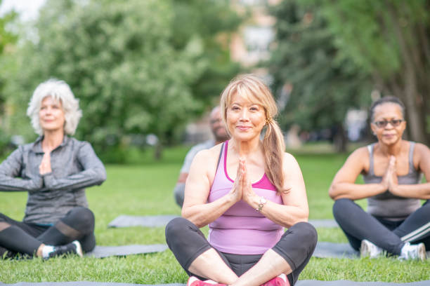 istock Outdoor Senior Yoga Class 1362443835