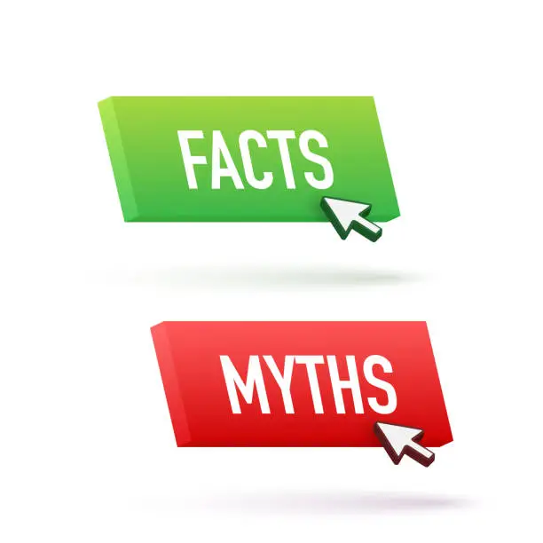 Vector illustration of Myths facts button. Facts, great design for any purposes. Vector stock illustration.