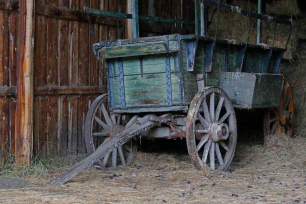 istock Weathered old wooden cart 1362447162