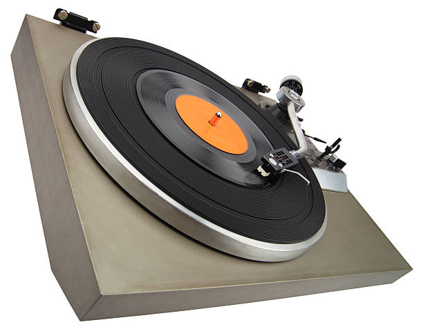istock Angle view of vintage turntable isolated with clipping path 136245104
