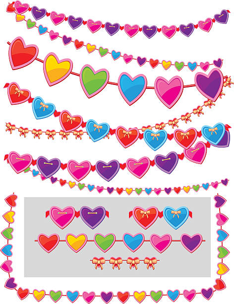 Pattern brash - garland of hearts vector art illustration