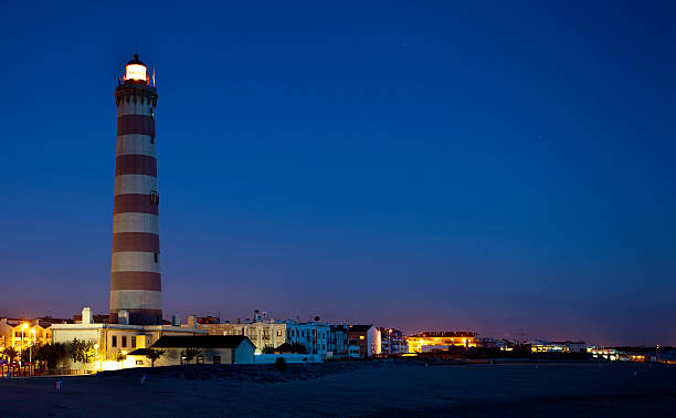 This is a view of a lighthouse in Lisbon, Portugal. It is located along the edge of the Tagus River.