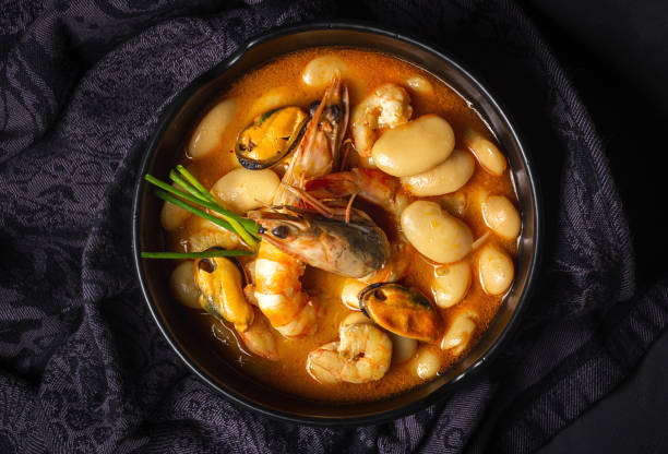 istock Homemade bean stew with prawns and mussels 1362454257