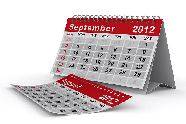 календарь 2012 года. сентября. изолированные 3d изображение - september calendar 2012 three dimensional shape стоковые фото и изображения