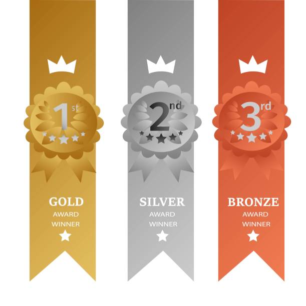 Gold, Silver and bronze medals vector illustration Gold, Silver and bronze medals vector illustration 2nd base stock illustrations