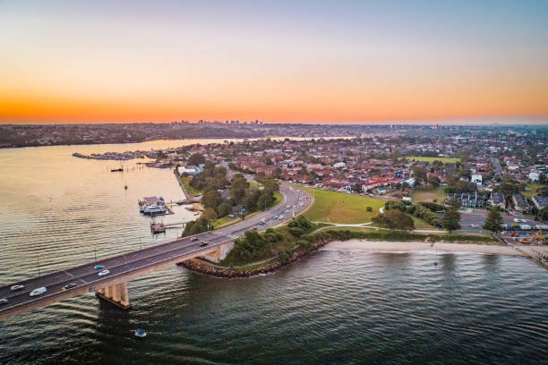 istock Drone Shot of Captain Cook Bridge at Sunset 1362461764
