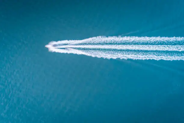 Long Exposure Drone Shot of a Boat