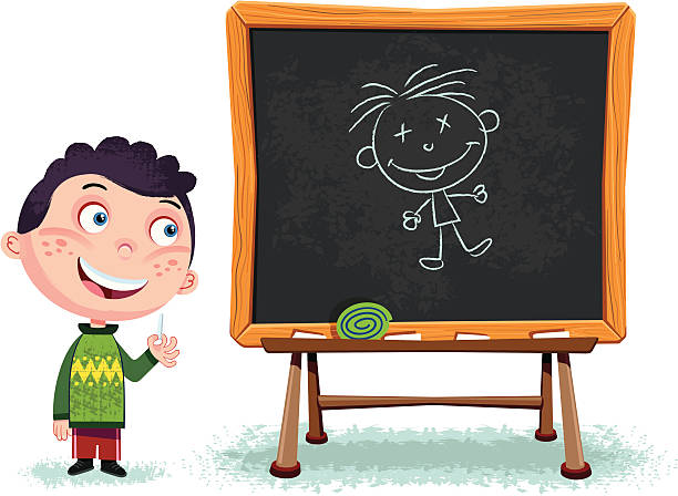 Blackboard and Child vector art illustration