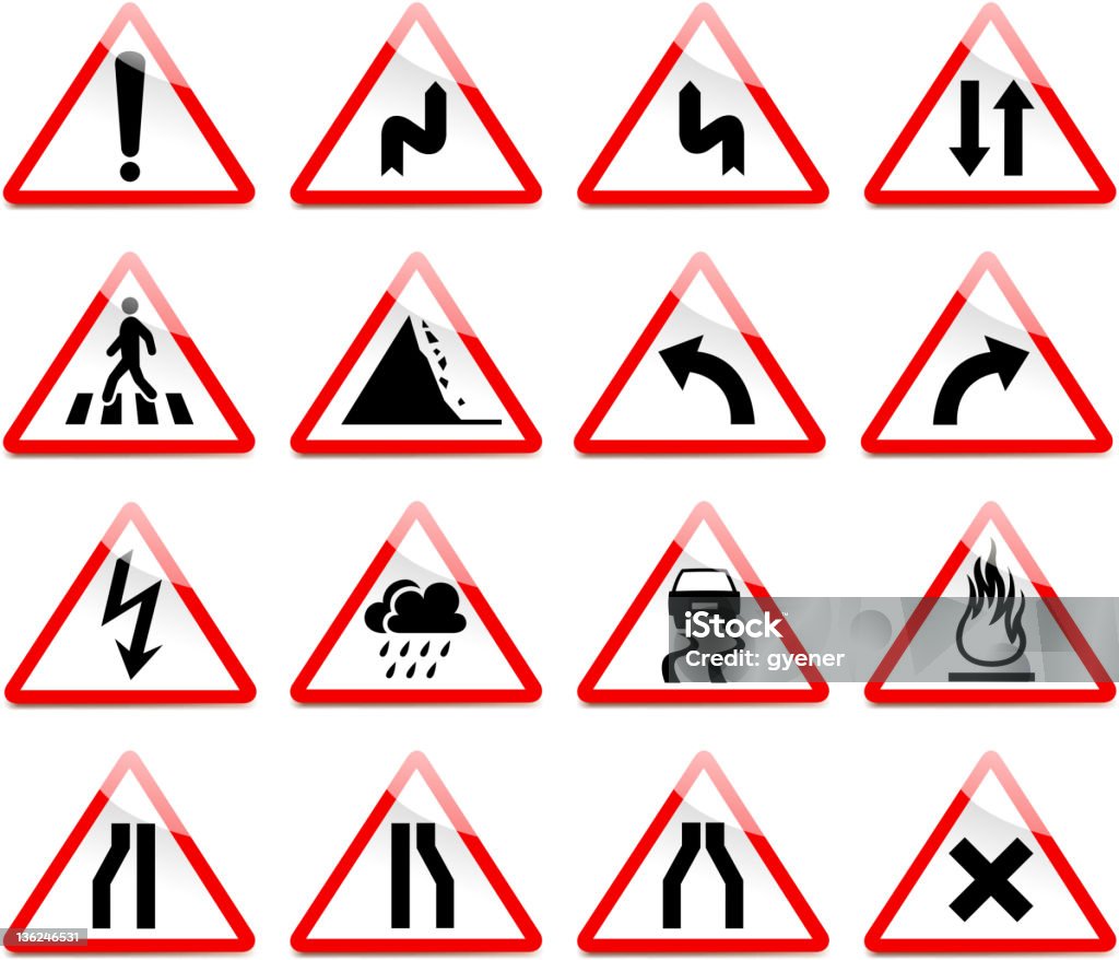 Panneau avertisseur sur route - clipart vectoriel de Avertisseur de danger libre de droits