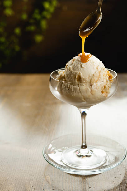 istock Caramel ice cream with caramel syrup 1362466327