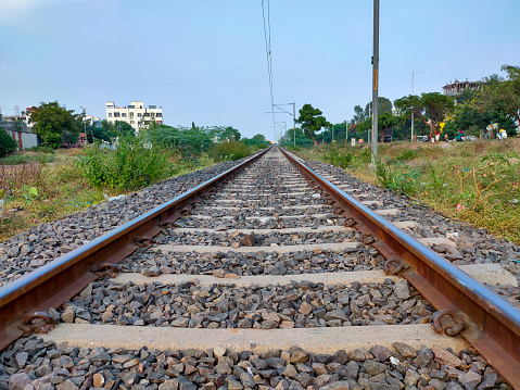 Railway road view, railway track, broad gauge, train track.