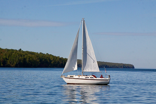 Luxury sailboat at sea