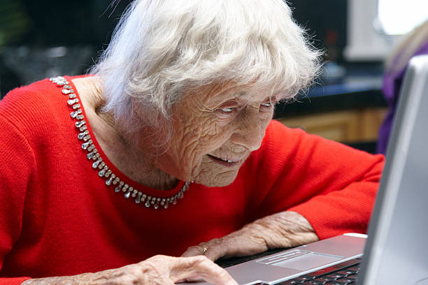 istock Ninety year old lady on laptop 136247287