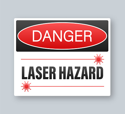 Cartoon style icon with laser hazard. Vector icon. Vector graphic