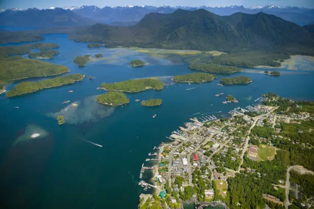 Stock Aerial Photo of Tofino and Clayoquot Sound West Coast Vancouver Island British Columbia, Canada