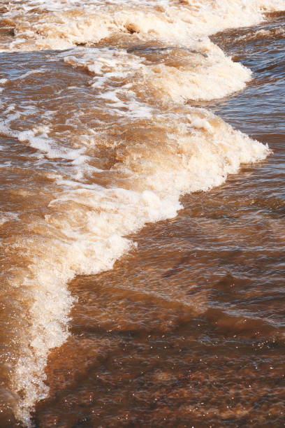 istock Stream of dirty meltwater on sunny spring day. 1362473931