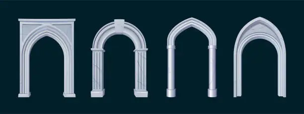 Vector illustration of Ancient greek or roman arches from white marble
