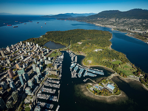Stock aerial photo of Stanley Park Vancouver, Canada