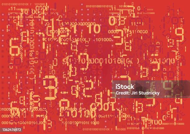 Numbers Background Red Digital Numbers Red Background Stock Illustration - Download Image Now ...