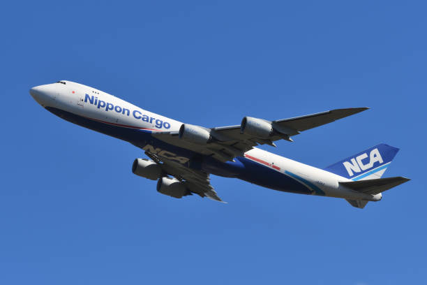 Nippon Cargo Airlines (NCA) Boeing B747-8F (JA12KZ) freighter. Chiba, Japan - October 29, 2021:Nippon Cargo Airlines (NCA) Boeing B747-8F (JA12KZ) freighter. nippon cargo airlines photos stock pictures, royalty-free photos & images