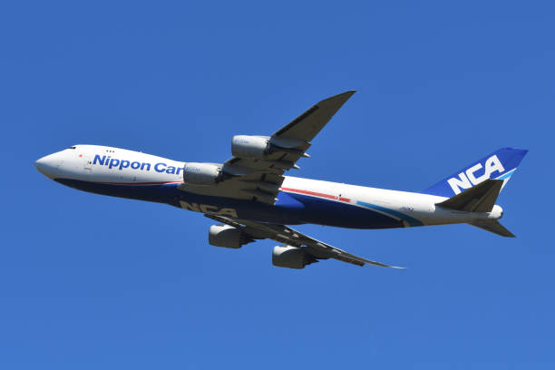 Nippon Cargo Airlines (NCA) Boeing B747-8F (JA12KZ) freighter. Chiba, Japan - October 29, 2021:Nippon Cargo Airlines (NCA) Boeing B747-8F (JA12KZ) freighter. nippon cargo airlines photos stock pictures, royalty-free photos & images
